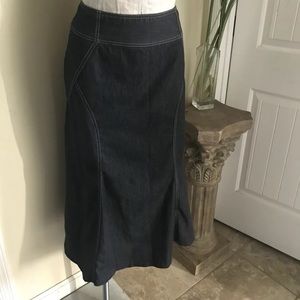 Long  dark denim skirt